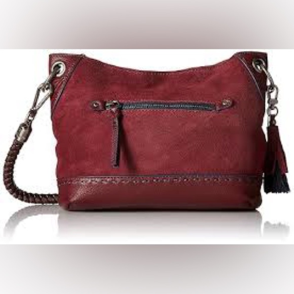 The Sak‎ Leather Suede Burgundy Wine Boho Hobo Slouchy Shoulder Bag Purse Fall